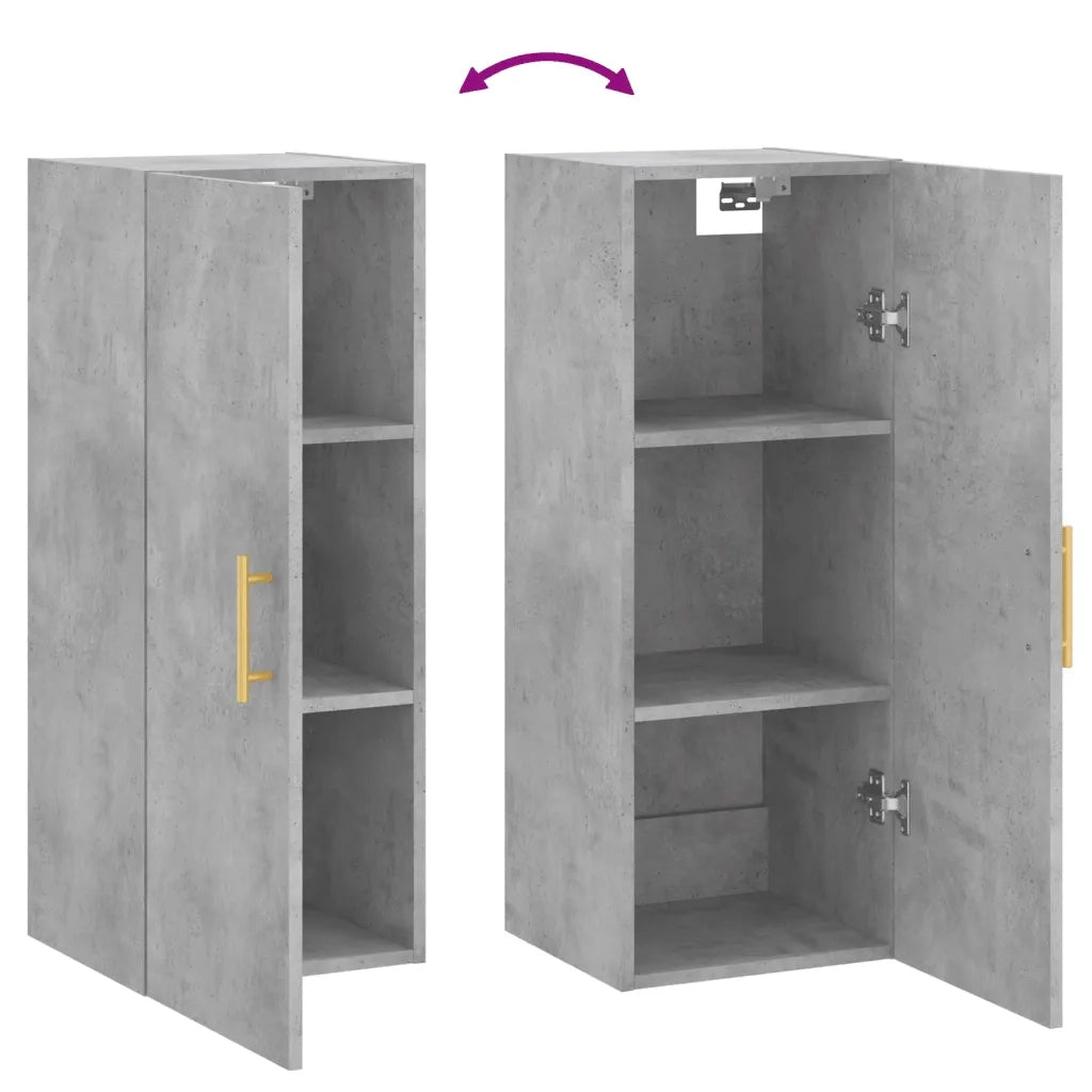 Armadietto a Muro | Mobile a Parete Grigio Cemento 34,5x34x90 cm