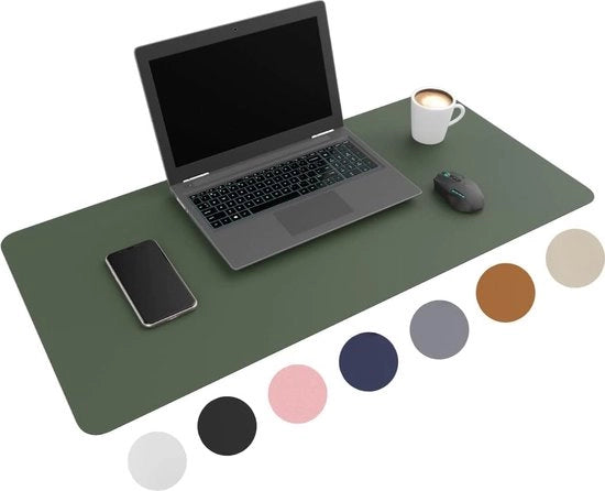 Sostegno per scrivania in pelle sintetica - Muismat XXL - Sostegno per scrivania multifunzionale - Sostegno per scrivania grande - Sostegno per scrivania - Muismat allungabile - Inclusa clip per cavi (Verde, 80 cm x 40 cm)