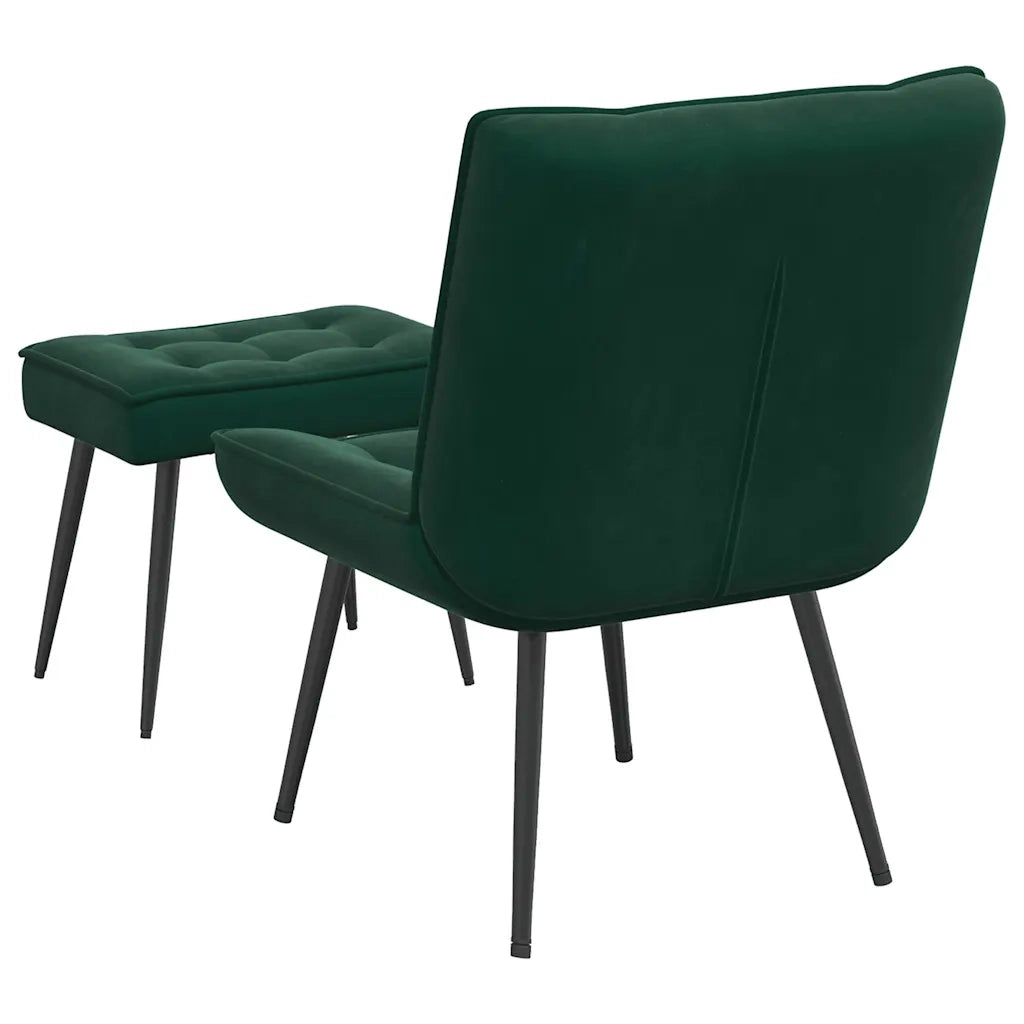 Divano Sedia-Poltrona Relax con Poggiapiedi Verde Scuro in Velluto 403774