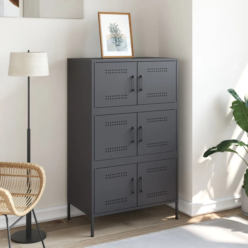 Credenza | Madia | Buffet da pranzo | Armadio da pranzo Antracite 68x39x113 cm in Acciaio