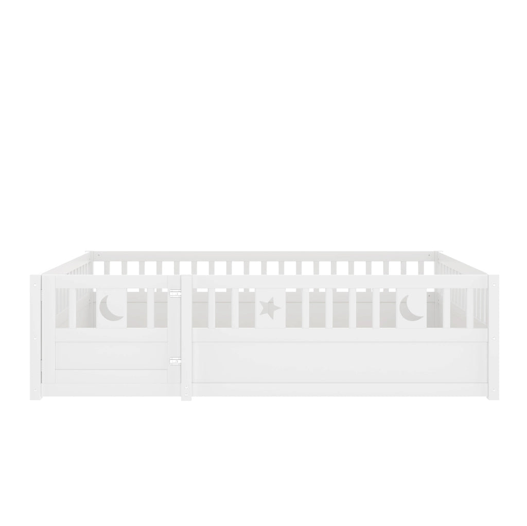 Letto per bambini 140 x 190 cm in pino bianco con sponde di sicurezza