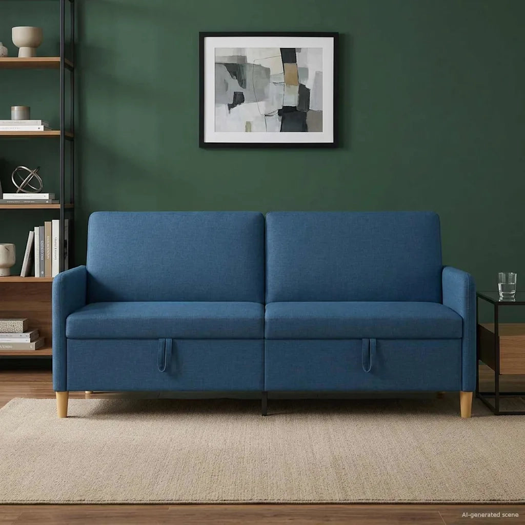 Divano con Storage Blu 192 x 78 x 87 cm Poliestere 42036983