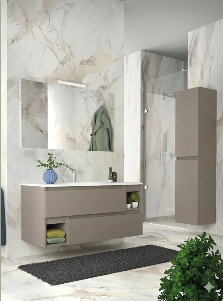 Mobile da Bagno Sospeso con Lavabo 100 cm e Specchio Dany Tortora