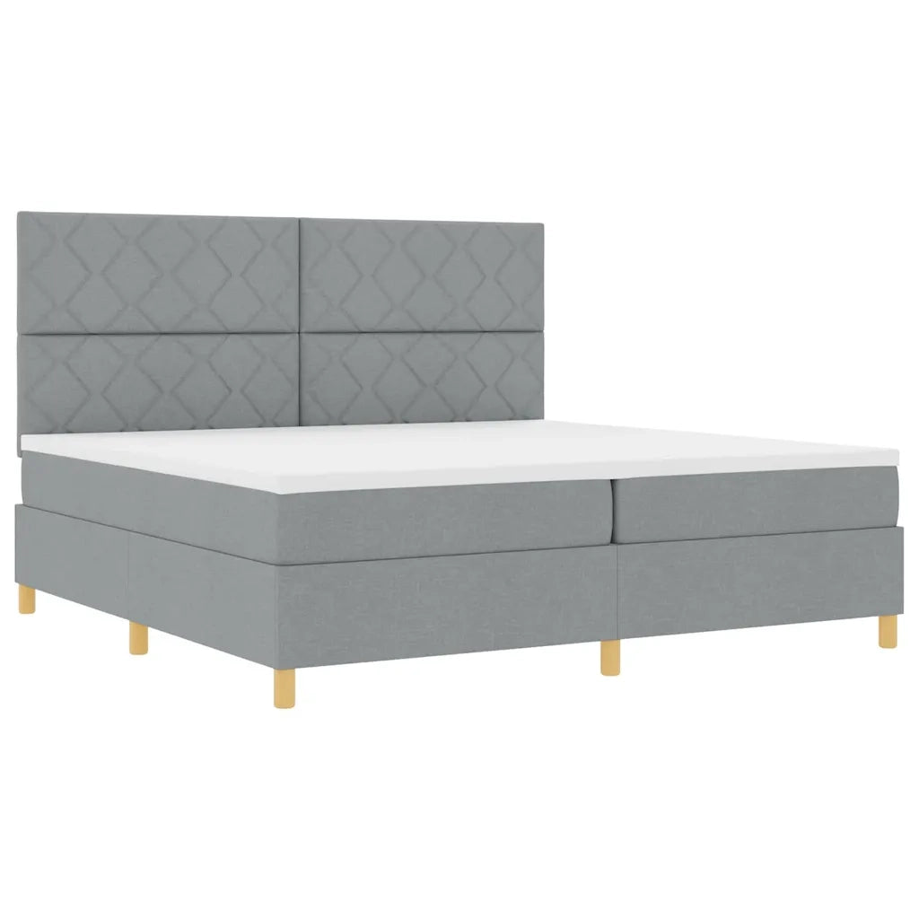 Letto a Sorgente LED Grigio chiaro 200 x 200 cm Tessuto