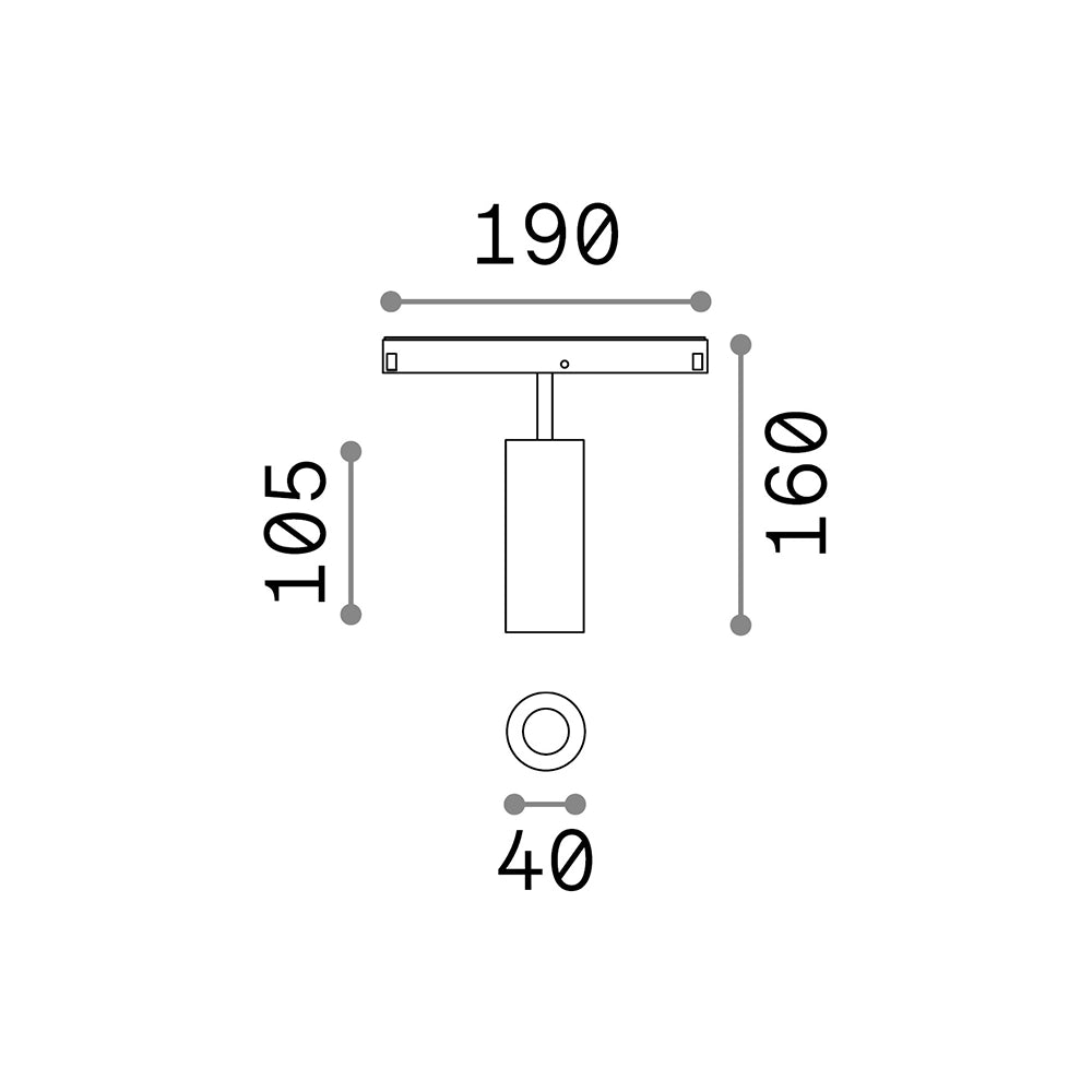 Faretto Binario Singolo On-Off Ego Alluminio Nero 1 Luce 12W 3000K Luce Calda