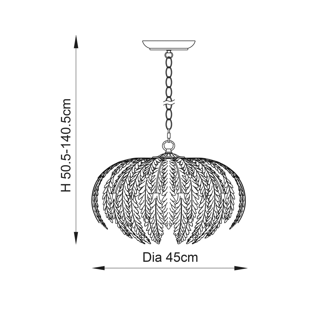Lampadario Art Déco oro foglia 3xE14 Endon Delphine