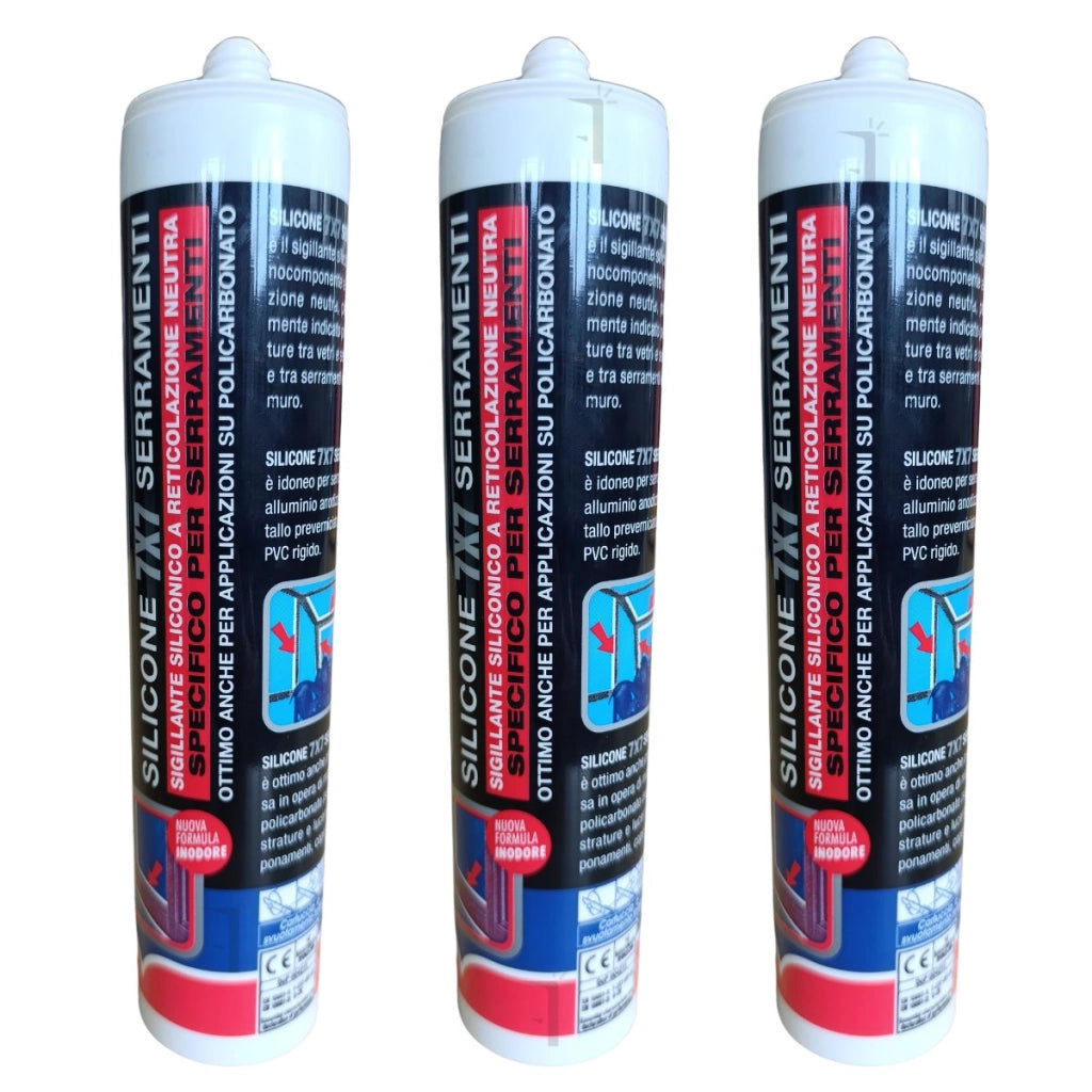Silicone sigillante 7x7 TRASPARENTE neutro Saratoga 3 pezzi