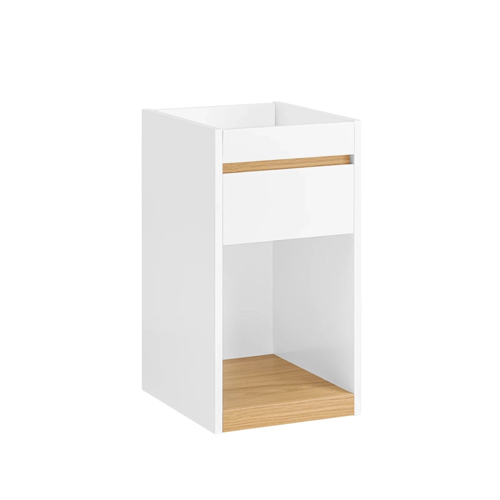 Tavolino laterale Comodino con cassetto Bianco-Naturale 30x35x55cm FBT137-W