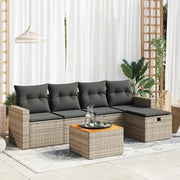 Set Divano da Giardino 6 pz con Cuscini Grigio in Polyrattan 3325784