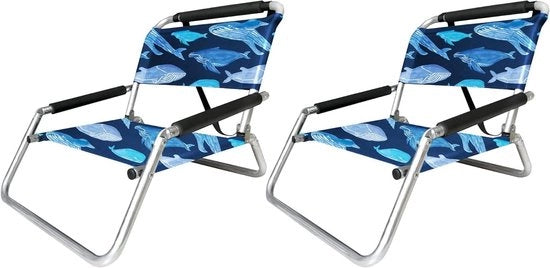 Beach Chair Leggero Resistenti all'Acqua - 2 Pack con Cinturino e Tasca Antiscivolo (Colore) - Pieghevole Sottile (Salvate le Balene)