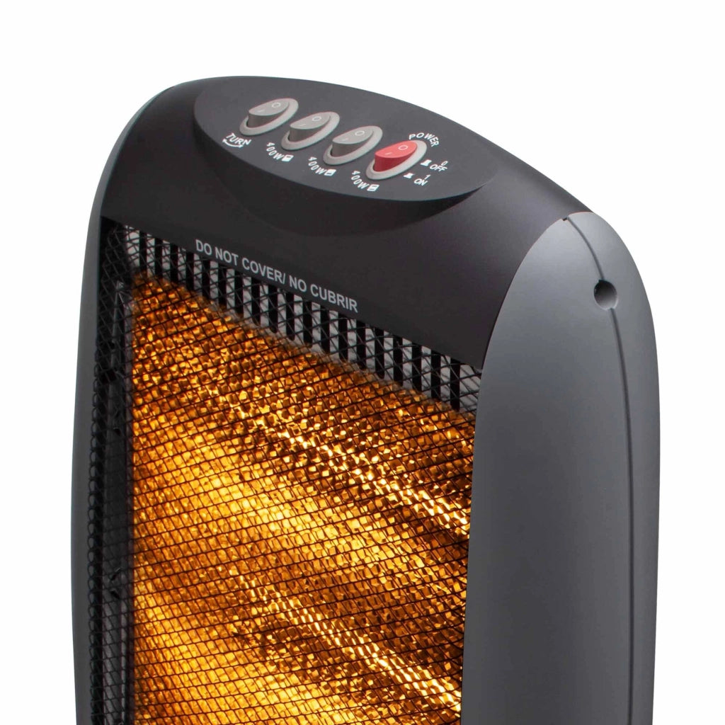 Stufa alogena elettrica oscillante 1200W, 3 livelli calore regolabili, antitipovescimento, riscaldamento immediato casa - SOGO