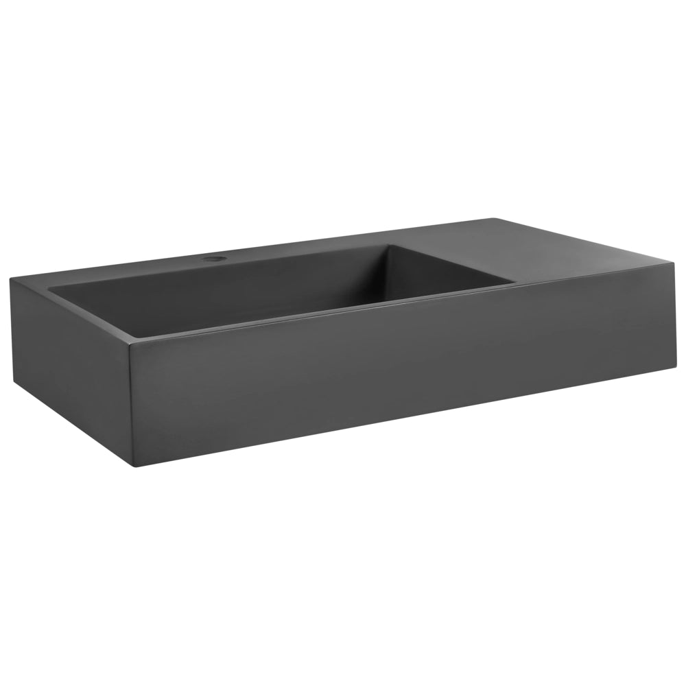 Lavabo bagno rettangolare in ceramica nera 75 x 43 cm Lavello da bagno rettangolare