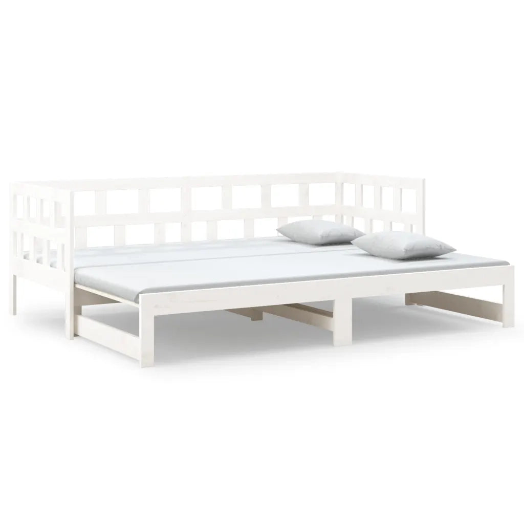 Dormeuse Estraibile Bianca Legno Massello di Pino 2x(80x200) cm