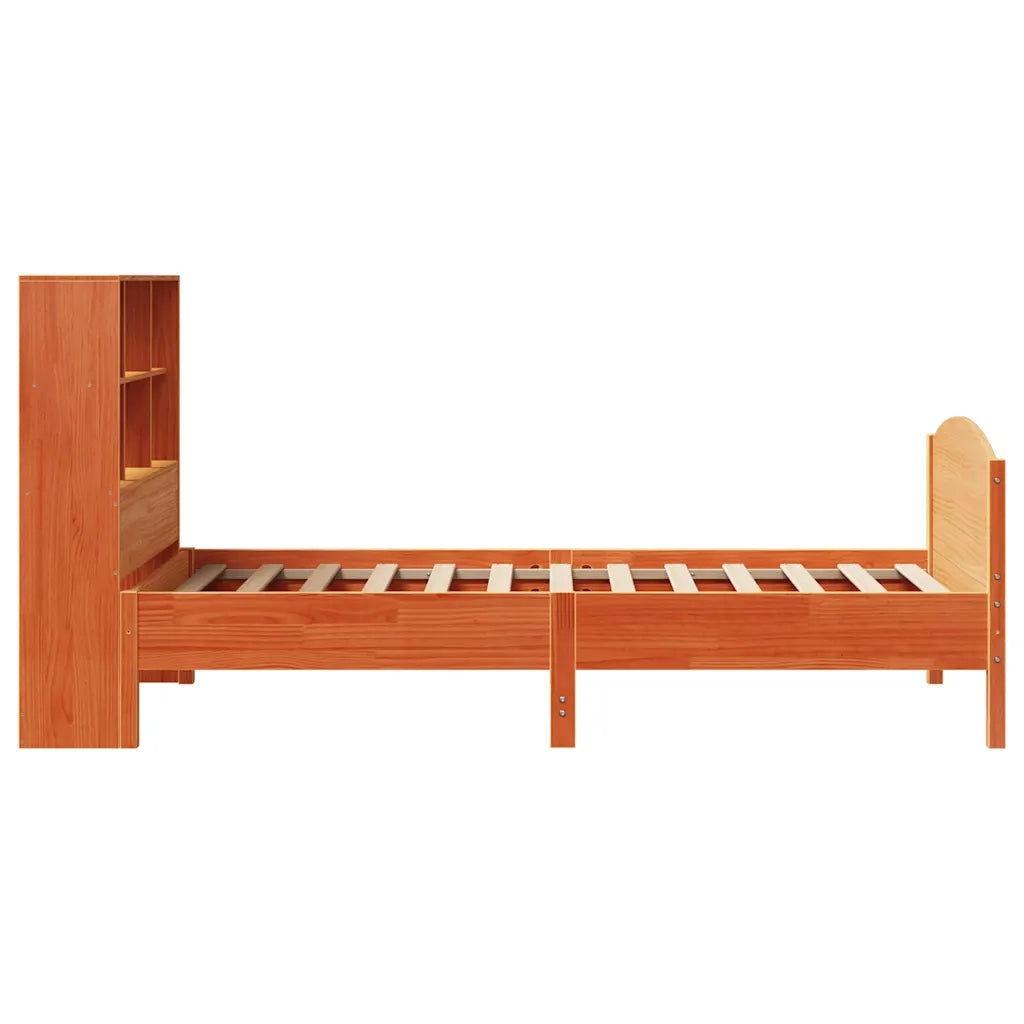 vidaXL Letto Libreria senza Materasso Marrone Cera 100x200 cm in Pino