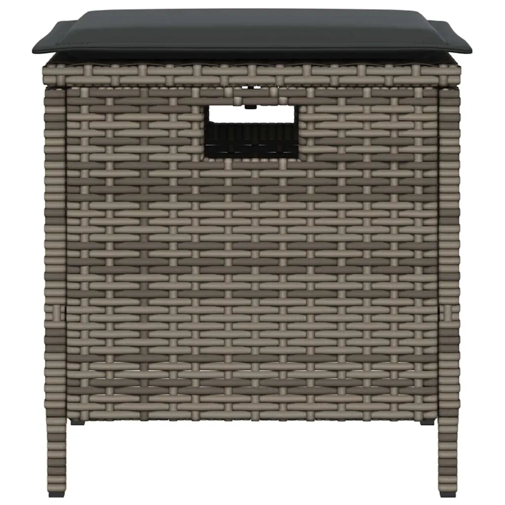 Set da Pranzo da Giardino 5 pz con Cuscini in Polyrattan Grigio