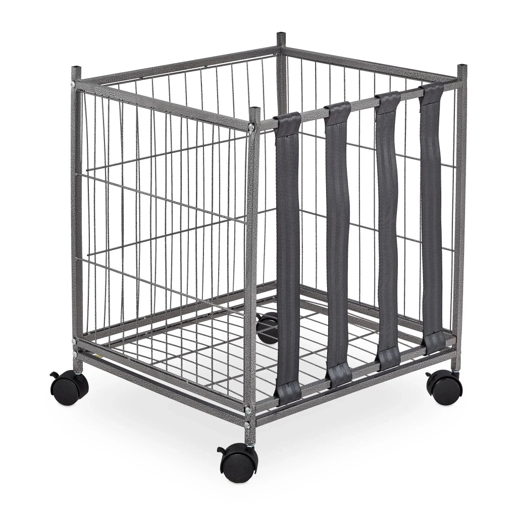 Carrello porta palloni sportivi con ruote 60 x 40 x 40 cm mobilità pratica design moderno in acciaio nero 13_0011833