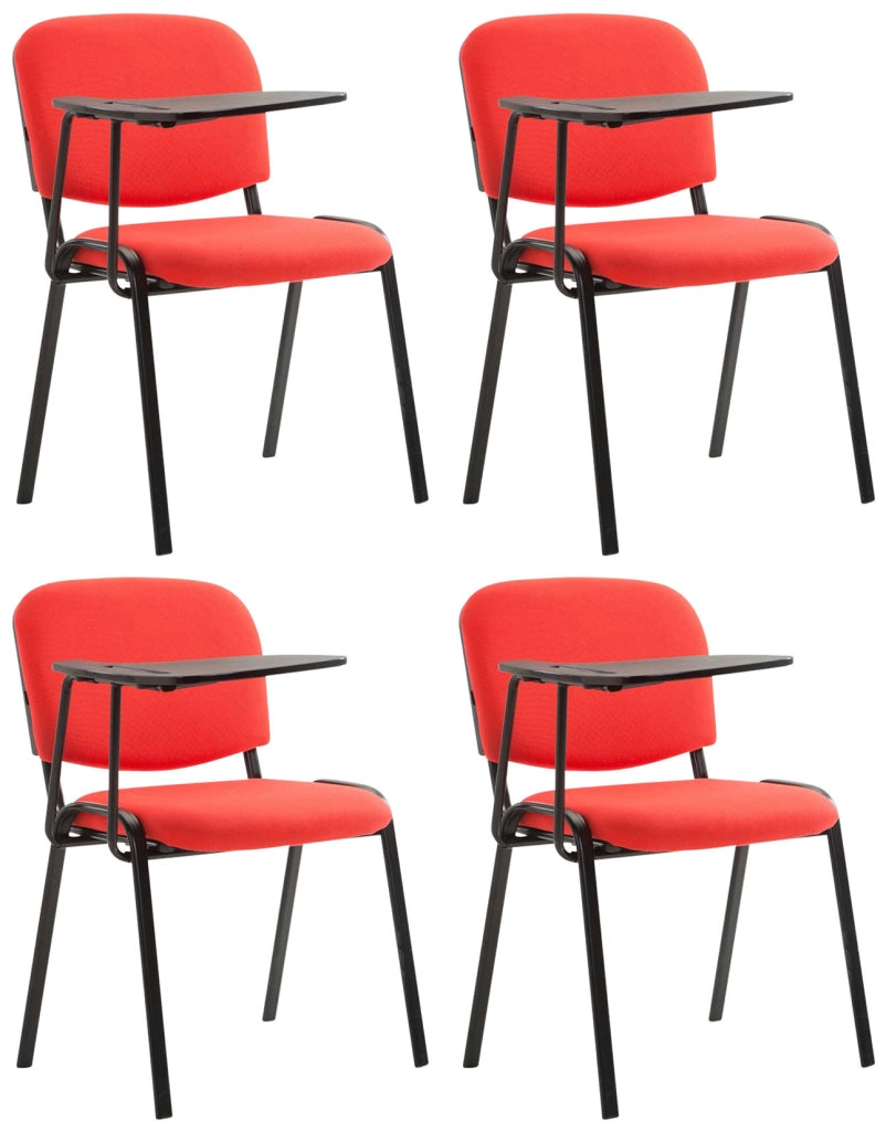 Set di 4 sedie Ken in tessuto con tavolo pieghevole rosso