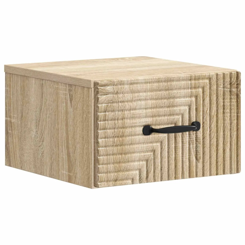 Comodino | Armadio da Notte | Mobiletto da notte a muro Rovere Sonoma 34,5 x 33 x 20 cm