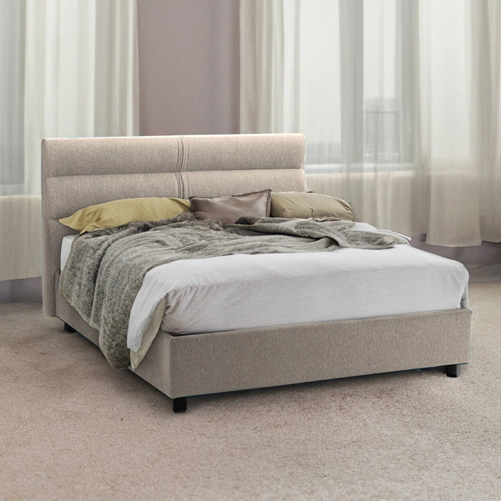 Briosco, Letto Piazza e Mezza Materasso Incluso Made in Italy, Grigio Tortora