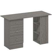 Scrivania Moderna con 3 Cassetti e 3 Ripiani per Camera e Ufficio, in Legno, 120x49x72 cm, Grigio