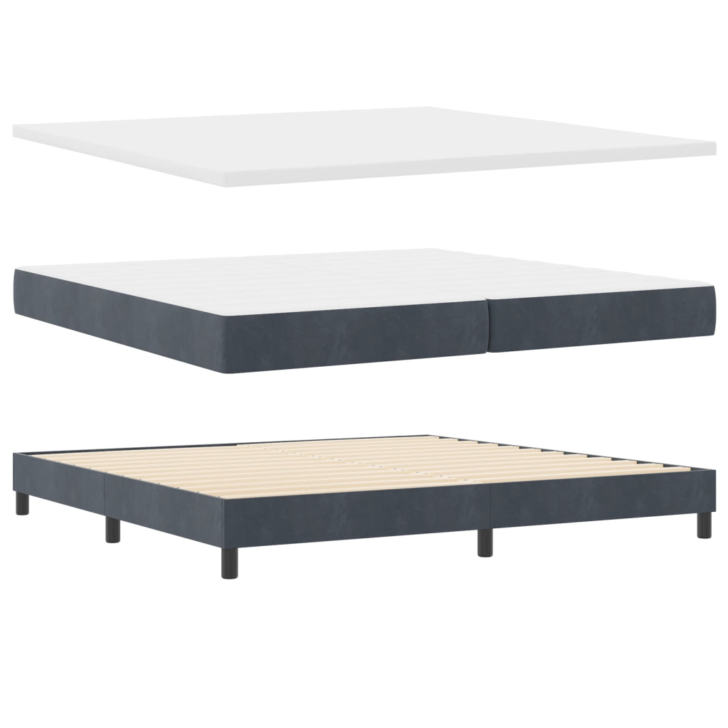 Letto Box Spring con Materasso e LED Grigio Scuro 200x200 cm Velluto