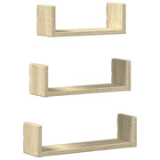 3 pz Mensole a Muro | Scaffale Parete | Ripiano a parete Rovere Sonoma in Truciolato
