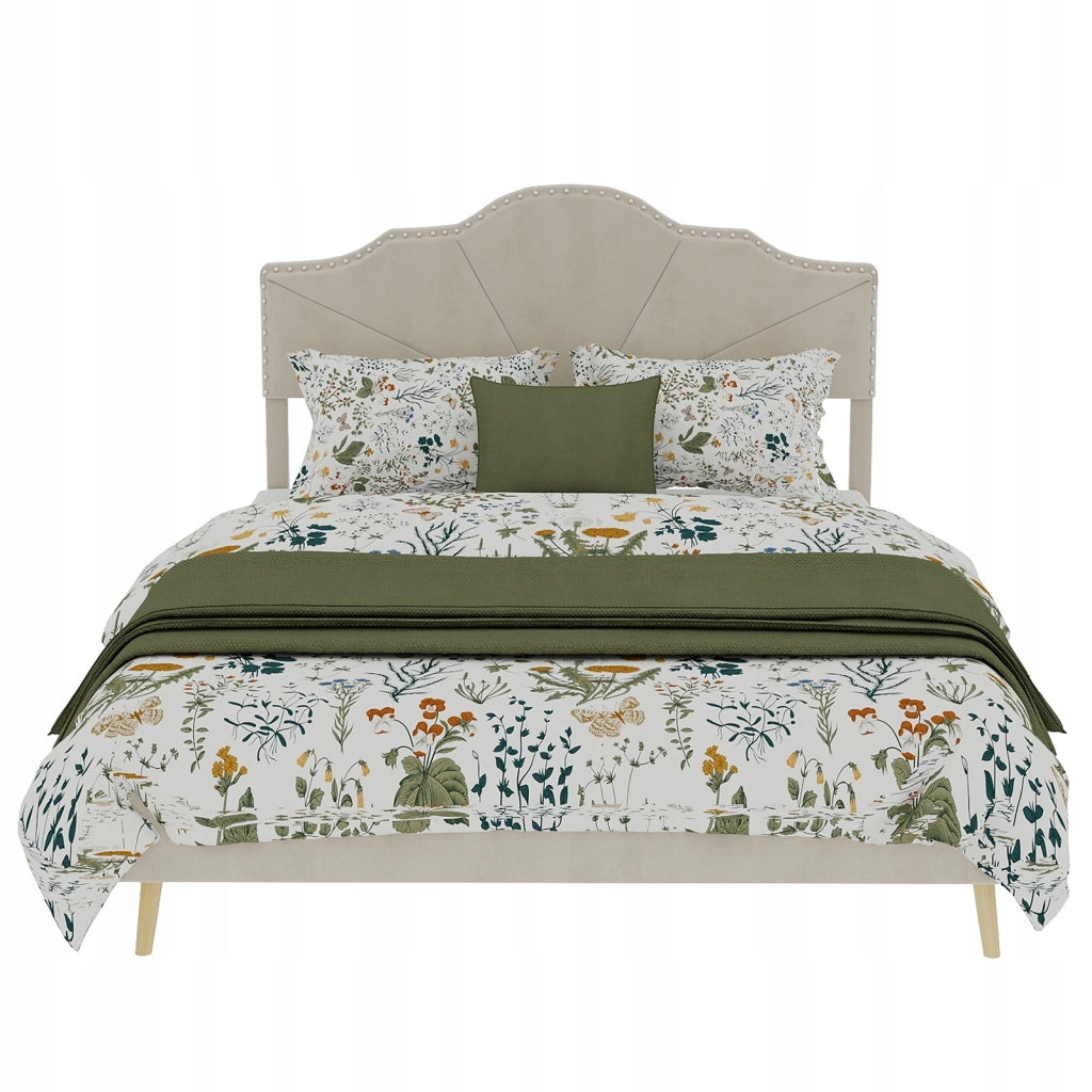Letto imbottito 160x200 beige - Xylo - Telaio basso