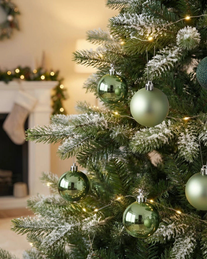 Set di 60 palline di Natale in plastica verde Decorazioni da appendere Stile tradizionale Palline di Natale Albero di Natale Glitter