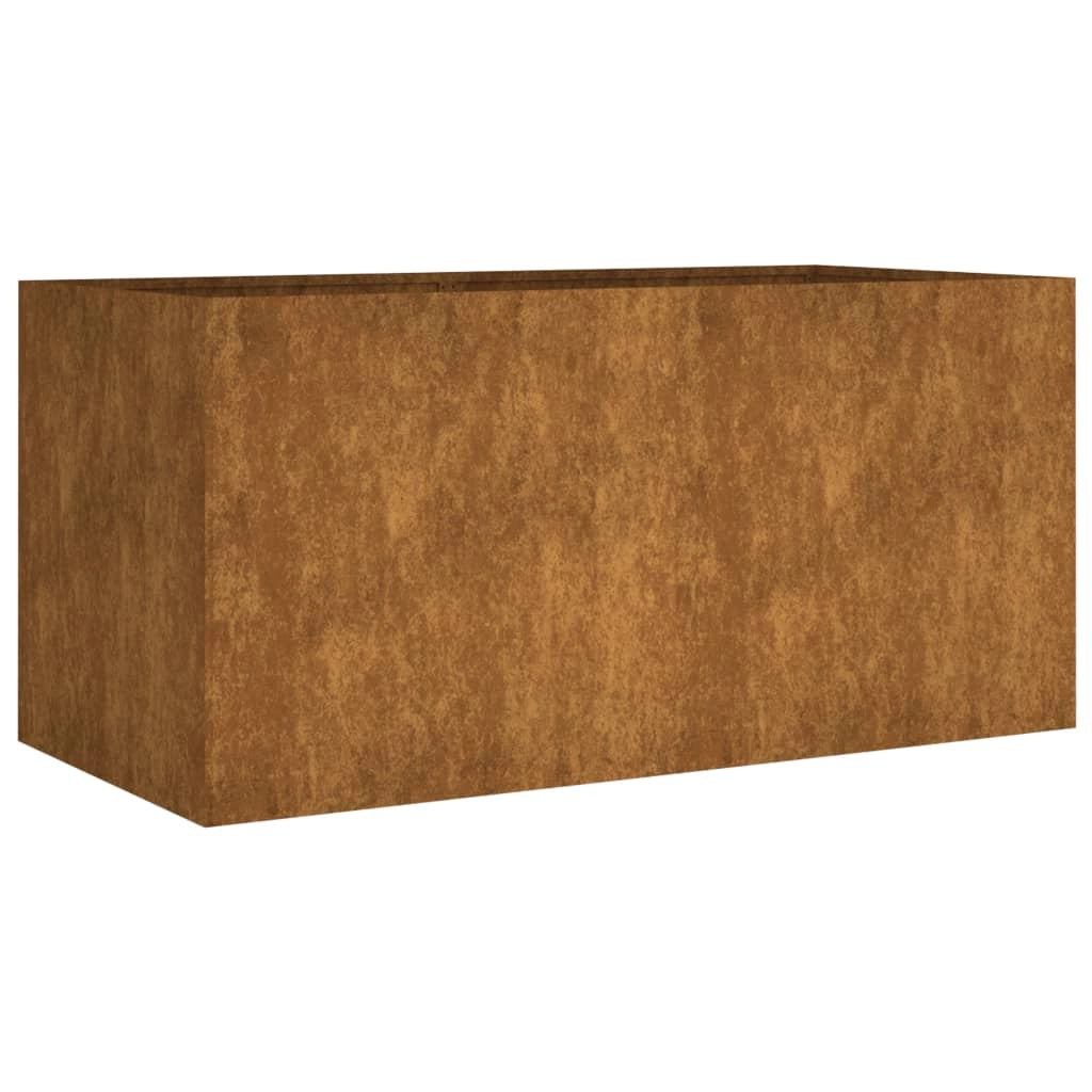 Portavaso per fioriera aiuola rialzata piante fiori terrazzo giardino 80 x 40 x 40 cm acciaio corten marrone 02_0037869