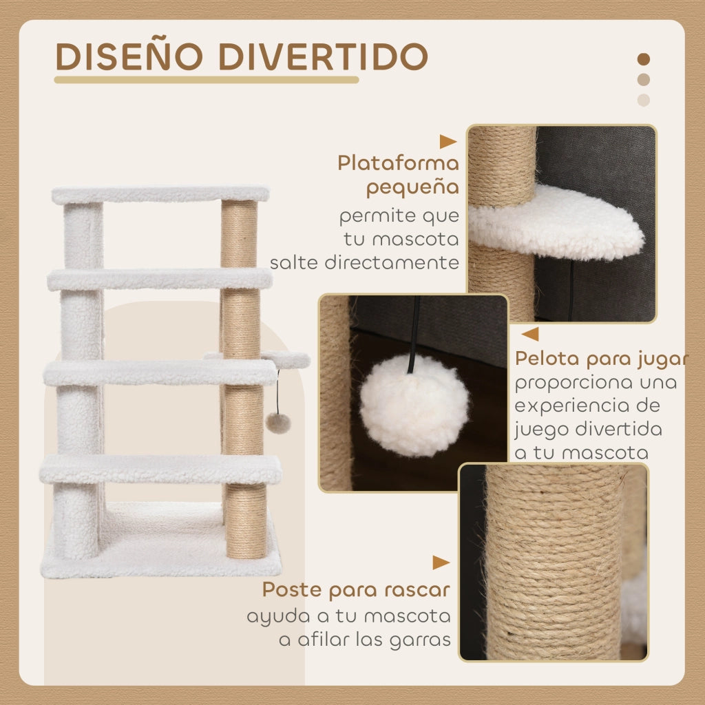 Casetta per Gatti a Soppalco con Posti di Rilassamento ¨C zephmum ¨C Bianco 60x40x64 cm