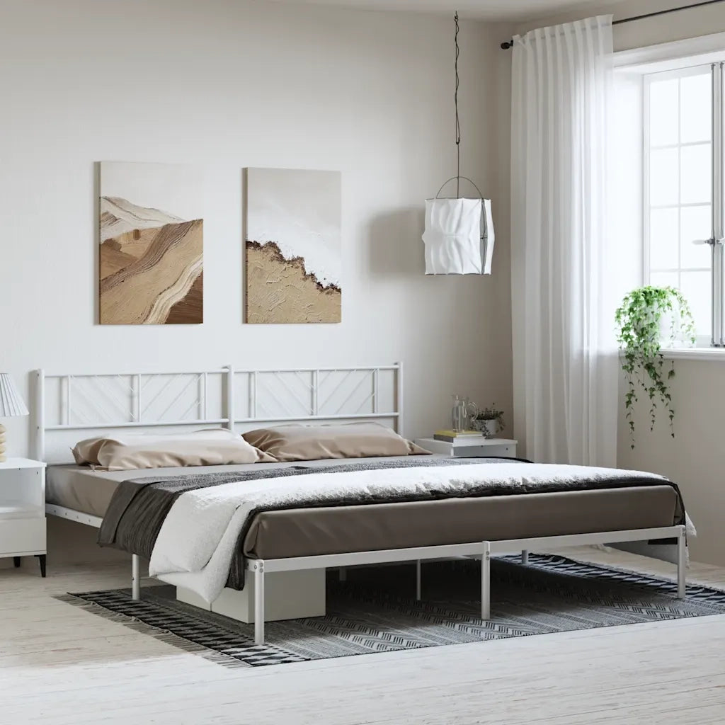 Giroletto con Testiera Metallo Bianco 183x213 cm 372233