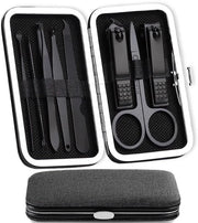 Set di manicure 8 pezzi - Kit di cura unghie - Acciaio inossidabile in borsa di pelle