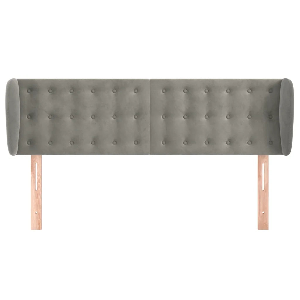 Testiera | Testata ad Orecchio Grigio Chiaro 147x23x78/88 cm in Velluto
