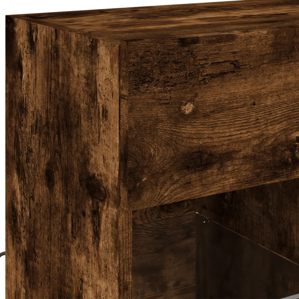 Mobile TV a Parete con Luci LED Rovere Fumo 58,5x30x60,5 cm 837096