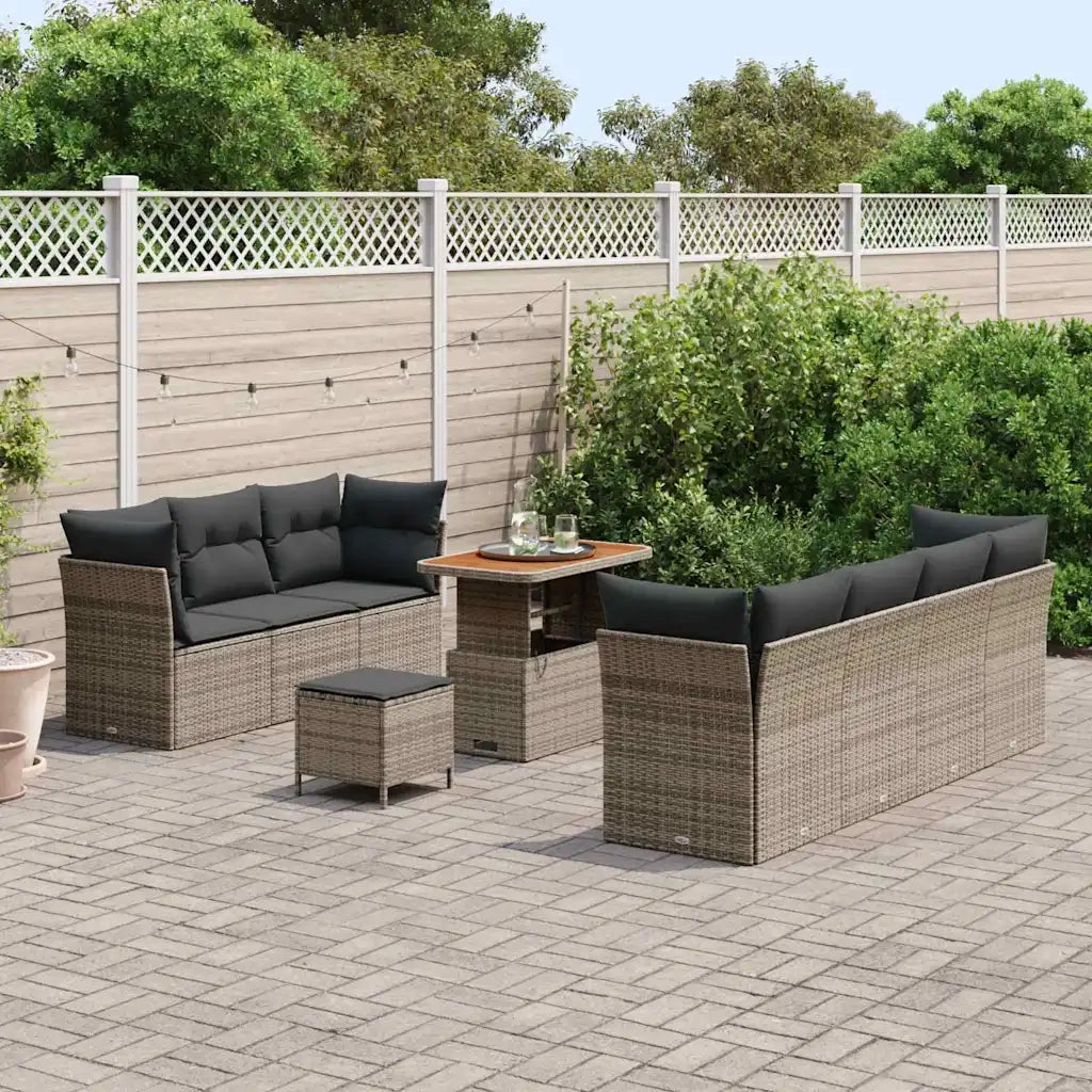 Set Divano da Giardino 10 pcs Grigio polyrattan 3361453