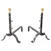COPPIA DI ALARI FERRO BATTUTO CM.24X43X39 CAMINO CAMINETTO FUOCO