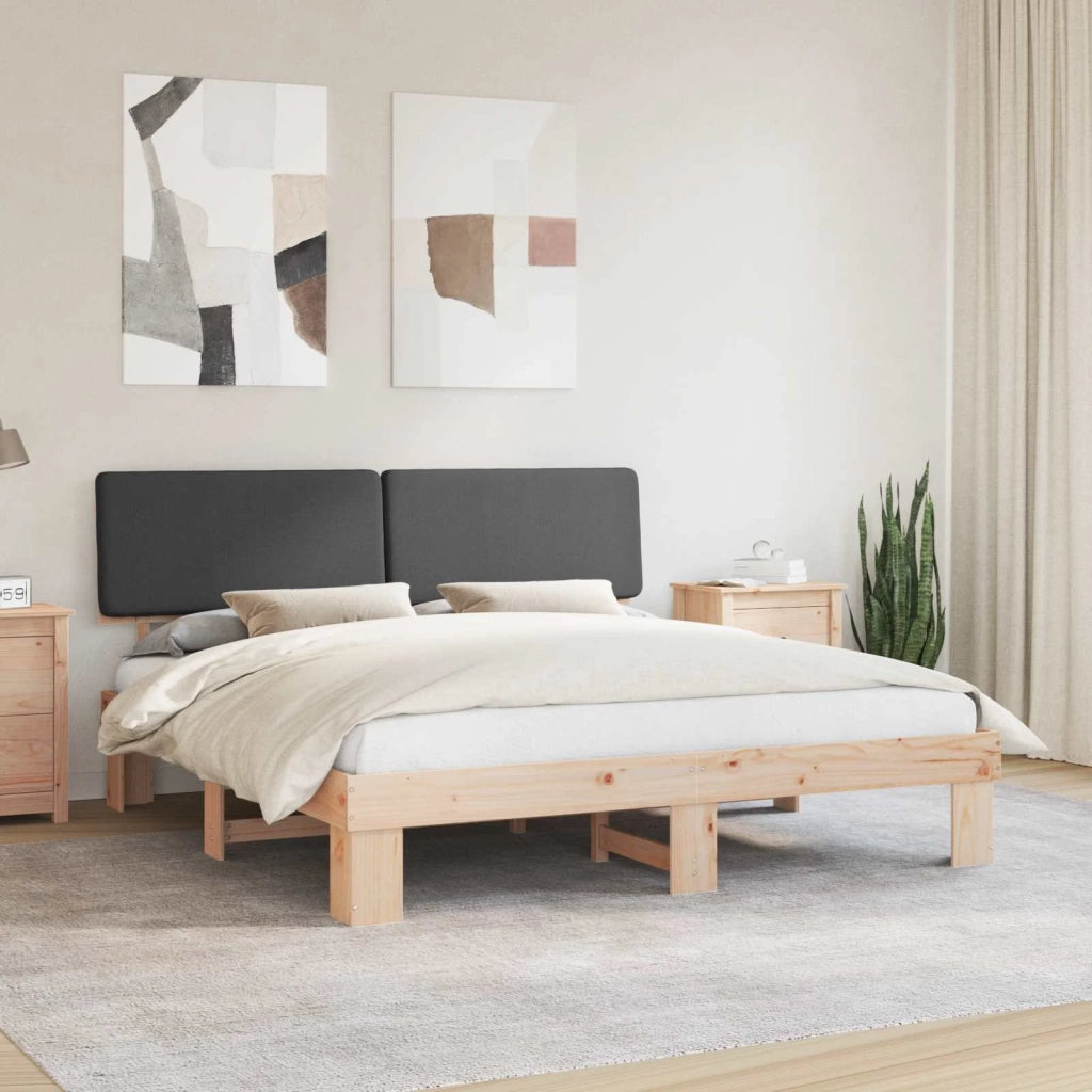 Letto con Testiera Rivestita Grigio scuro 200 x 200 cm