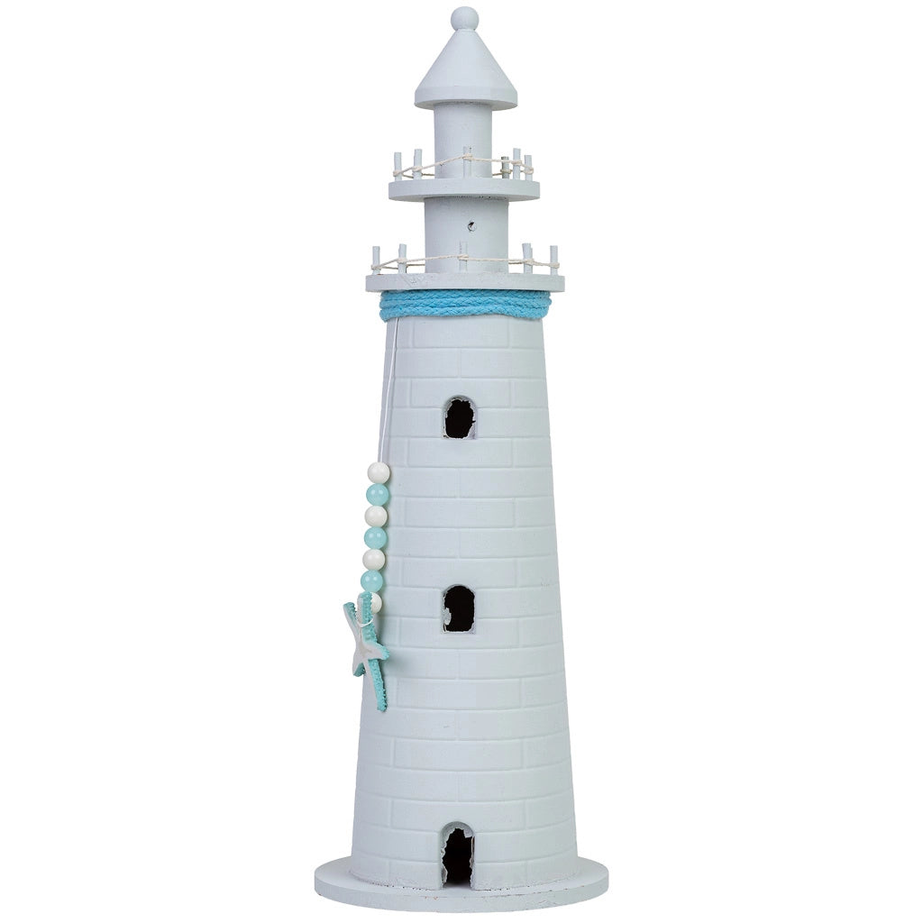 Figura decorativa faro legno bianco 15.5x15.5x50h cm