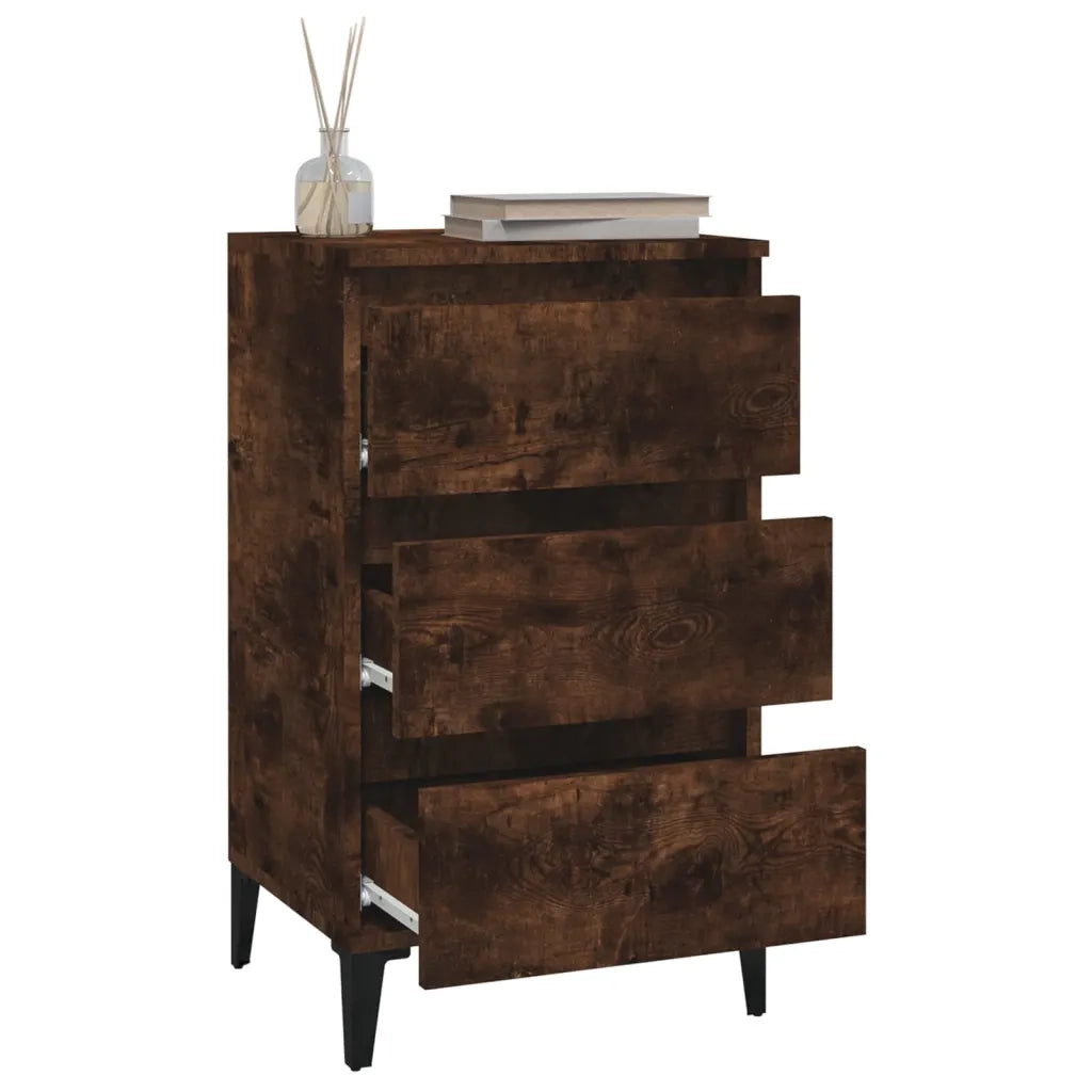 Comodino Rovere Fumo 40x35x70 cm Legno Multistrato 819673