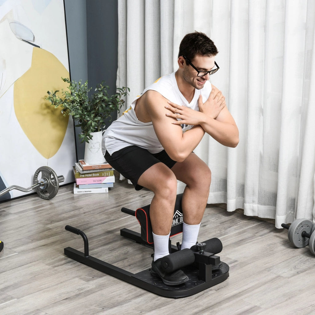 Sissy Squat Trainer 3 in 1 ¨C Zephmum ¨C Regolabile, Acciaio, Nero, 50x97x(44.5-56.5) cm