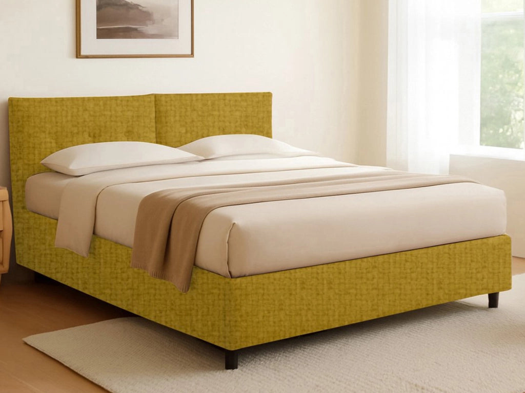 Exeter, Letto Singolo Sfoderabile Made in Italy, Giallo Ocra
