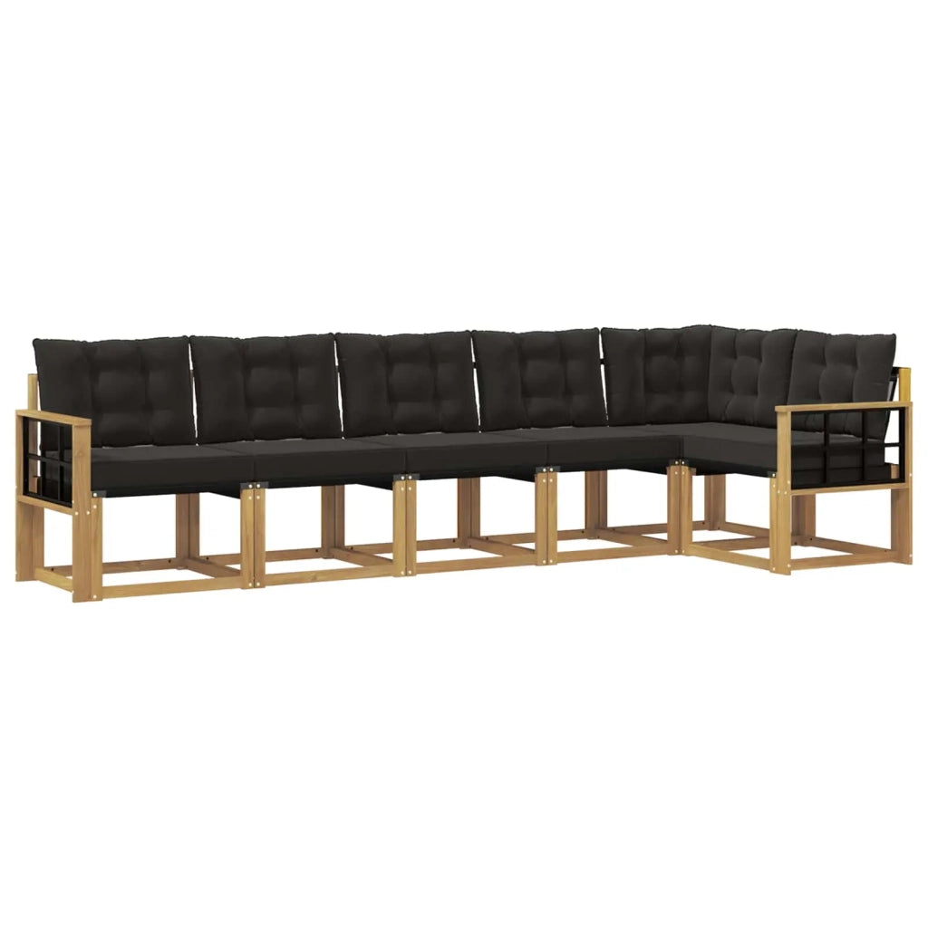 Set di divani da esterno con cuscino 6 pcs Bianco e Nero