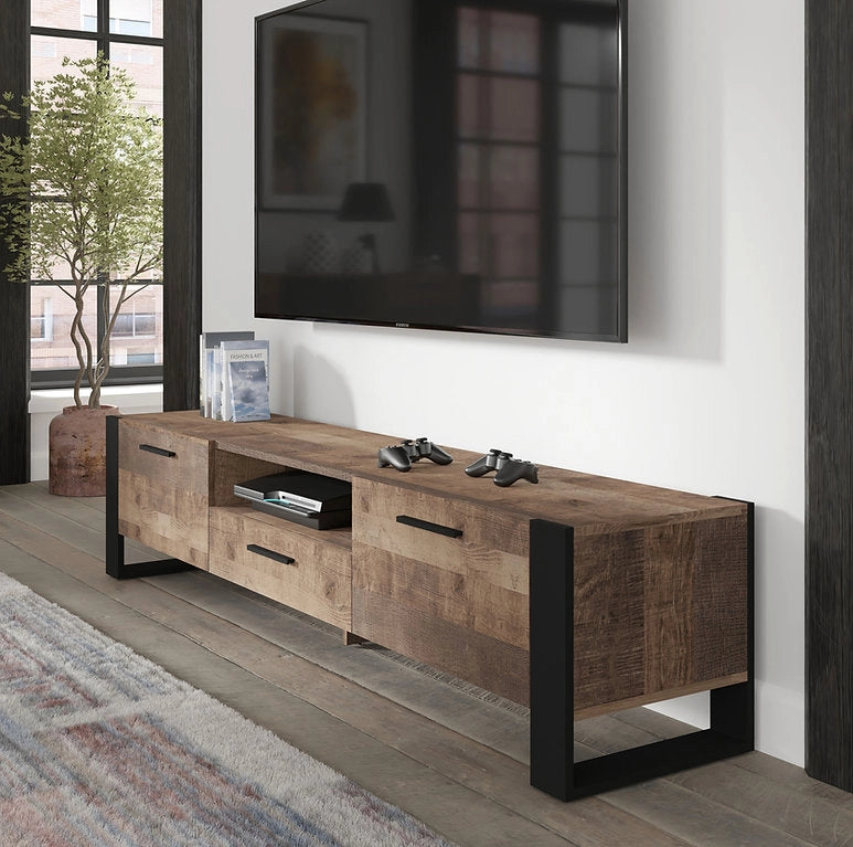 Mobile porta TV soggiorno cm 200x43x48h NUKA Grange Rovere scuro