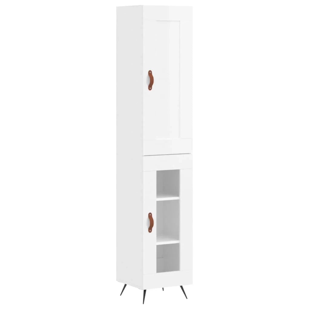 Buffet credenza cassettiera mobiletto mobile contenitore organizer cucina soggiorno lucido 34,5 x 34 x 180 cm legno ingegnerizzato bianco 02_0032930