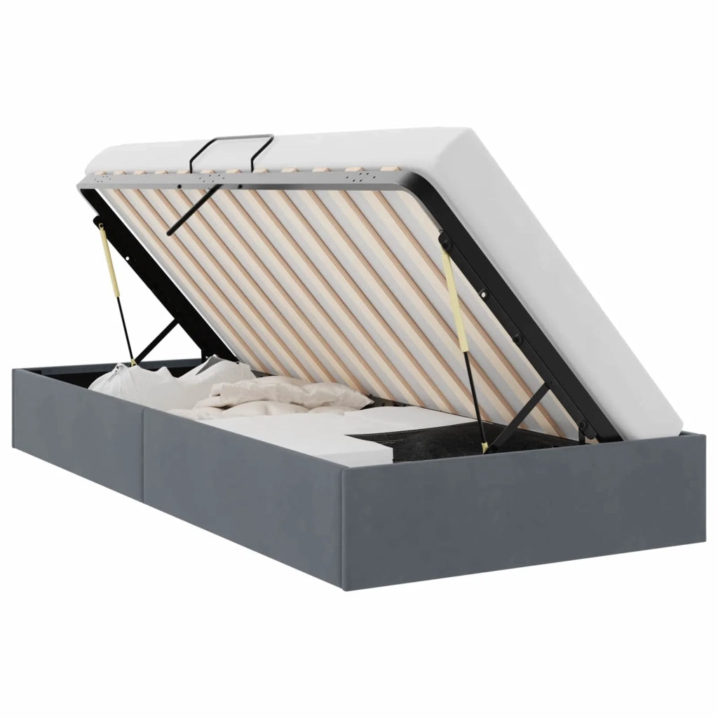 Letto con Contenitore Grigio Scuro 100 x 203 cm Velluto 3370133