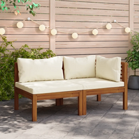 Set Divani da Giardino 2 pz con Cuscini Bianco Crema in Acacia 316283