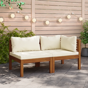 Set Divani da Giardino 2 pz con Cuscini Bianco Crema in Acacia 316283