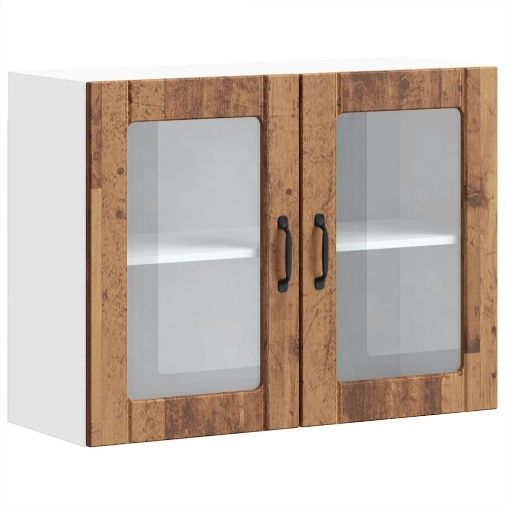 Pensile da Cucina con Porta in Vetro Lucca Legno Vecchio 853855