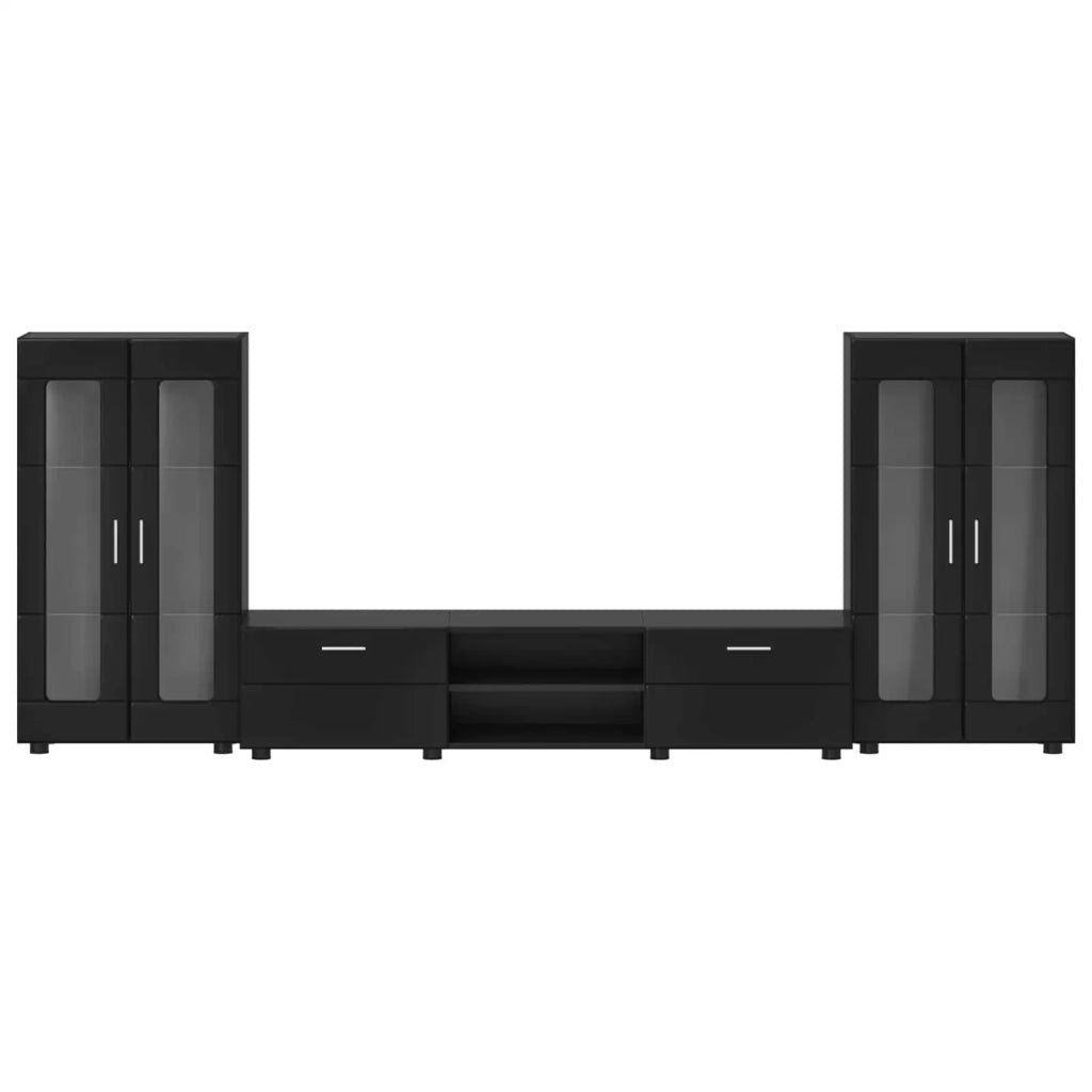 Set mobile TV con cassetto FLORIN 3 pz | Armadietto TV | Mobile Porta TV Nero Legno multistrato