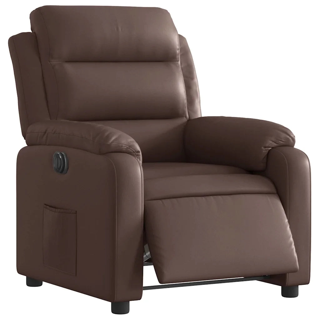 Divano Sedia-Poltrona Reclinabile Elettrica Marrone in Similpelle 845703